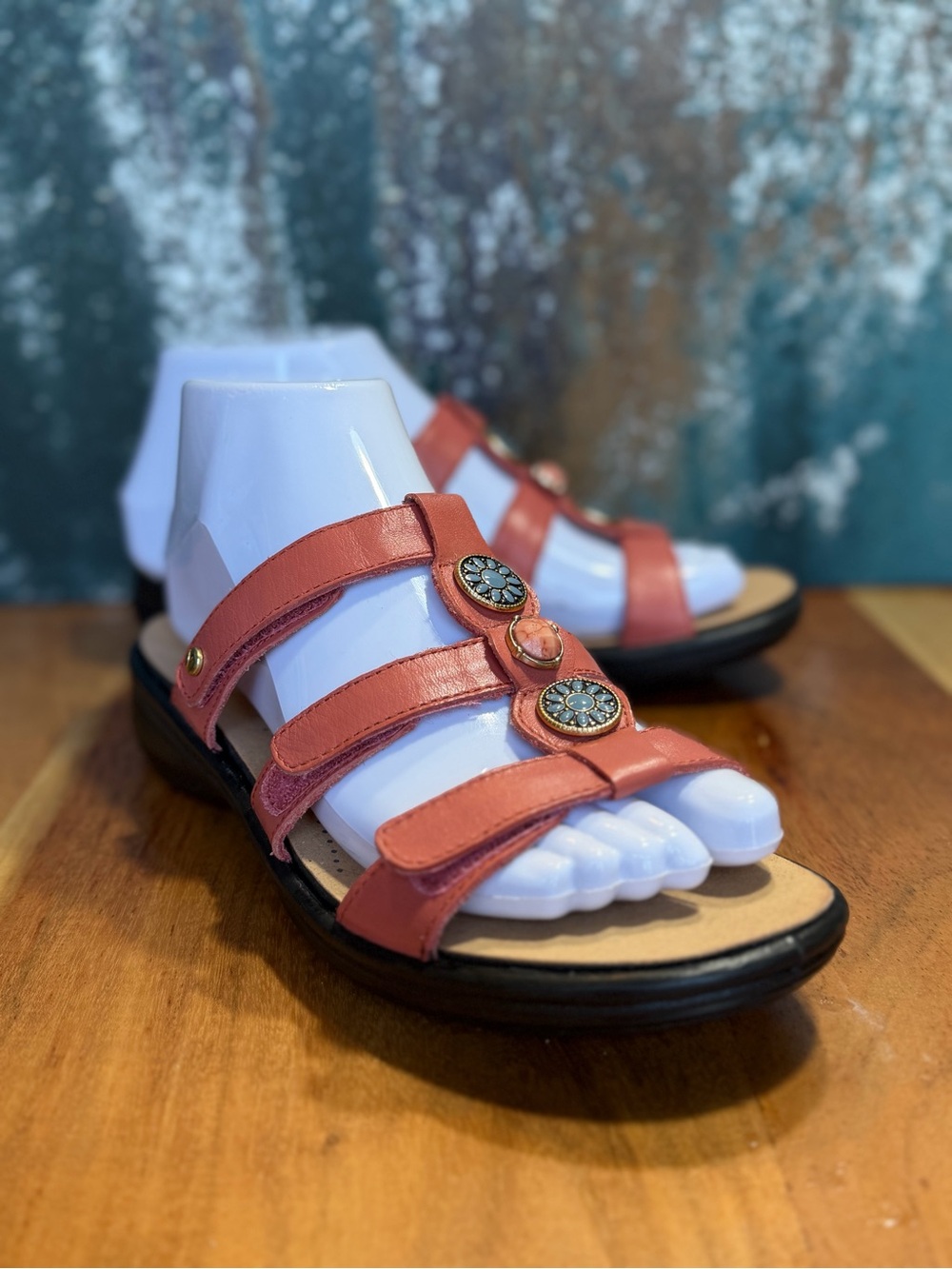 Revere Boho Comfort Toledo Leather Orthotic Sandals Coral Pink‎ Size 6 VGUC